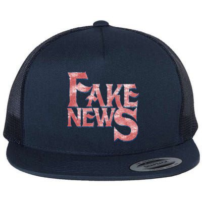 Fake News Distressed Text Flatbill Hat