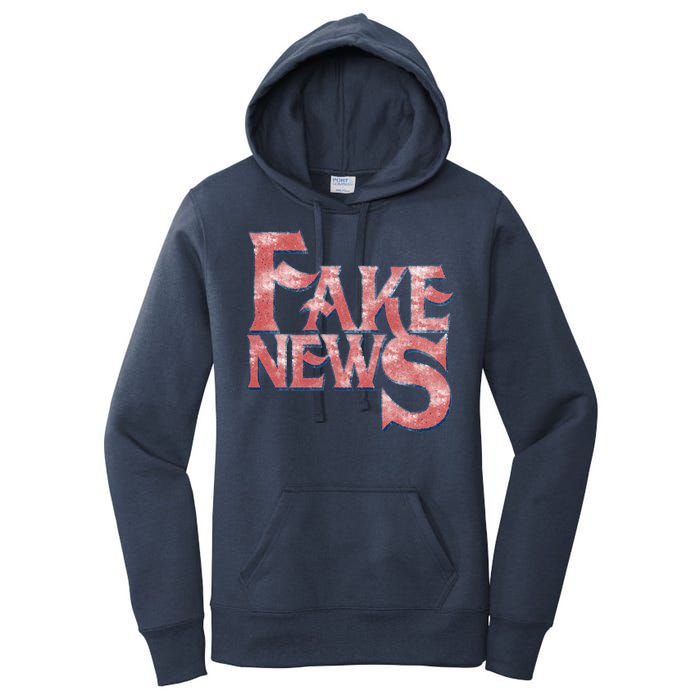 Fake News Distressed Text Women's Pullover Hoodie