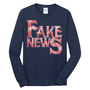 Fake News Distressed Text Tall Long Sleeve T-Shirt