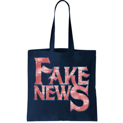 Fake News Distressed Text Tote Bag