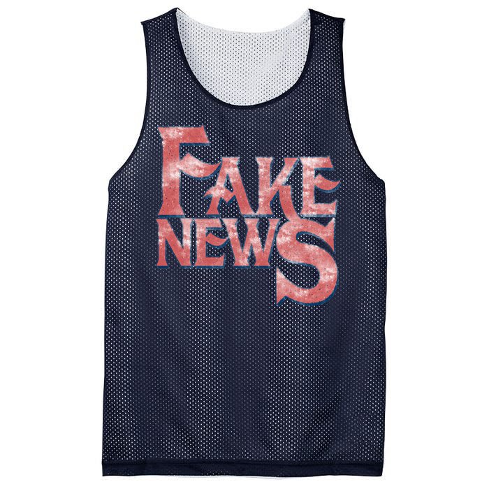 Fake News Distressed Text Mesh Reversible Basketball Jersey Tank