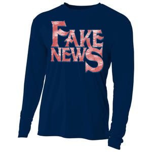 Fake News Distressed Text Cooling Performance Long Sleeve Crew