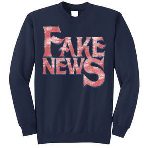 Fake News Distressed Text Tall Sweatshirt