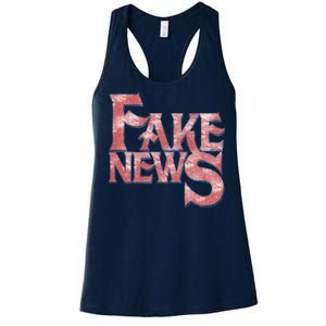 Fake News Distressed Text Women's Racerback Tank