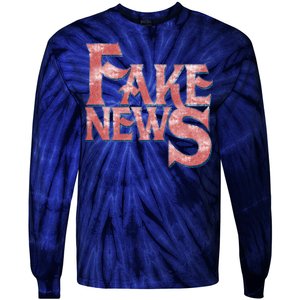 Fake News Distressed Text Tie-Dye Long Sleeve Shirt