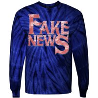 Fake News Distressed Text Tie-Dye Long Sleeve Shirt