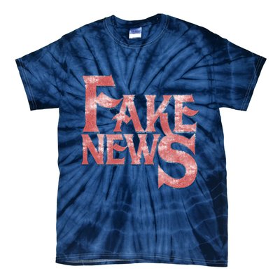 Fake News Distressed Text Tie-Dye T-Shirt