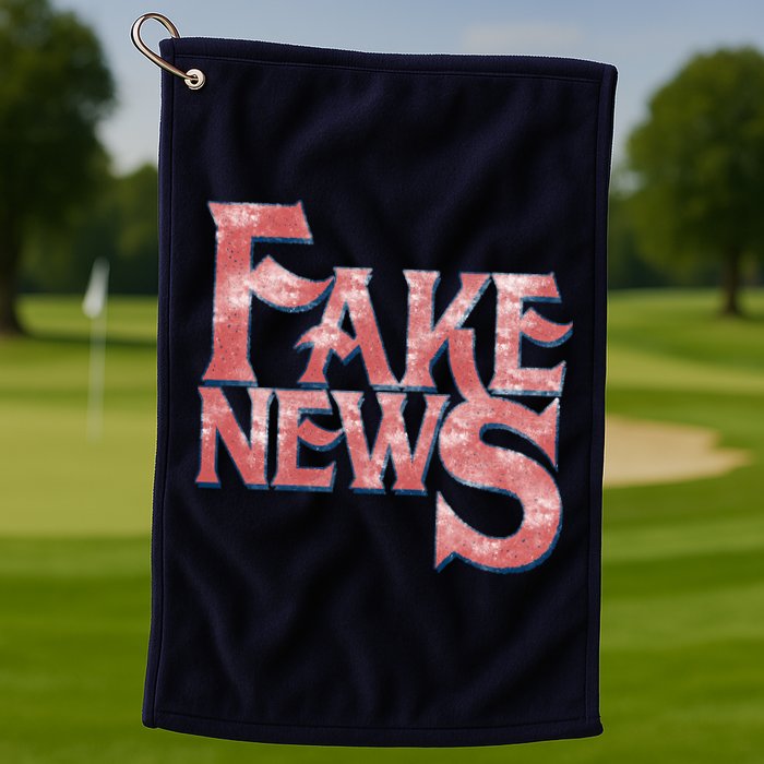 Fake News Distressed Text Golf Towel