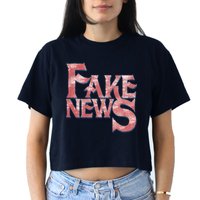 Fake News Distressed Text Crop Top