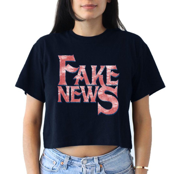 Fake News Distressed Text Crop Top