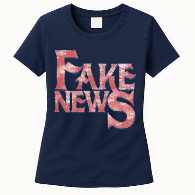 Fake News Distressed Text Womens T-Shirt