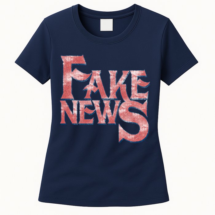 Fake News Distressed Text Womens T-Shirt