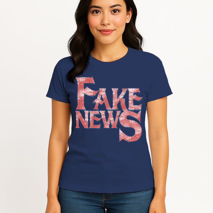 Fake News Distressed Text Womens T-Shirt