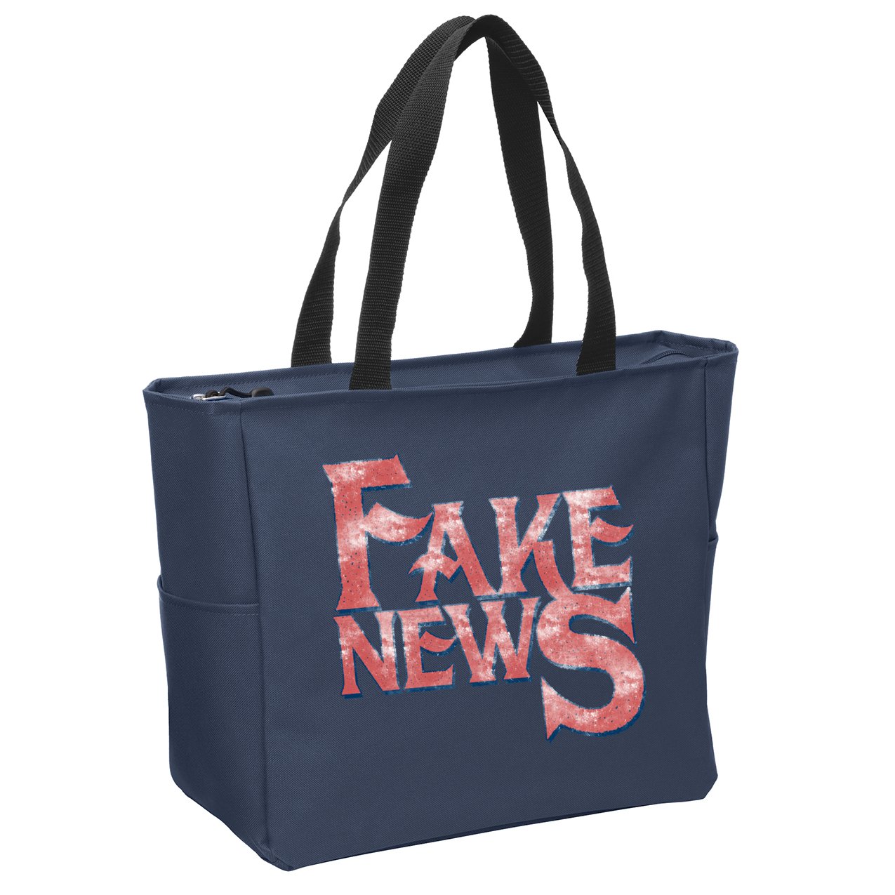 Fake News Distressed Text Zip Tote Bag