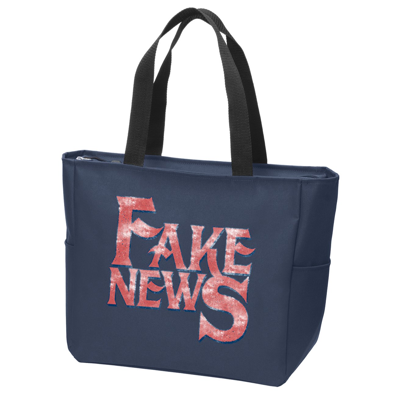 Fake News Distressed Text Zip Tote Bag