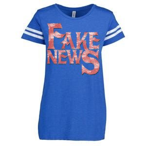 Fake News Distressed Text Enza Ladies Jersey Football T-Shirt