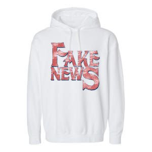 Fake News Distressed Text Garment-Dyed Fleece Hoodie