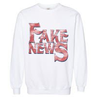 Fake News Distressed Text Garment-Dyed Sweatshirt