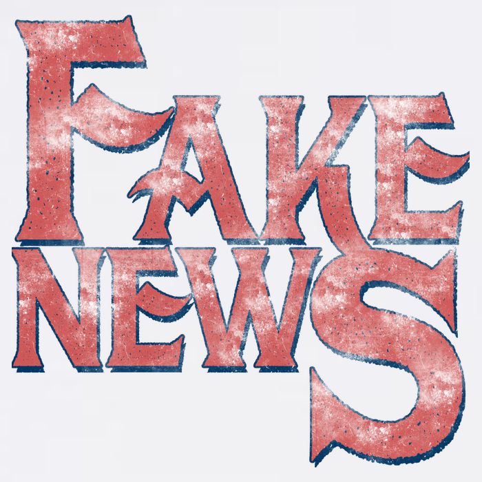 Fake News Distressed Text Garment-Dyed Sweatshirt
