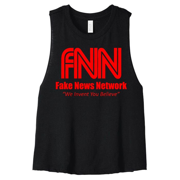 Fake News Network FFN We Invent You Believe Donald Trump Women's Racerback Cropped Tank