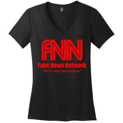 Fake News Network FFN We Invent You Believe Donald Trump Women's V-Neck T-Shirt