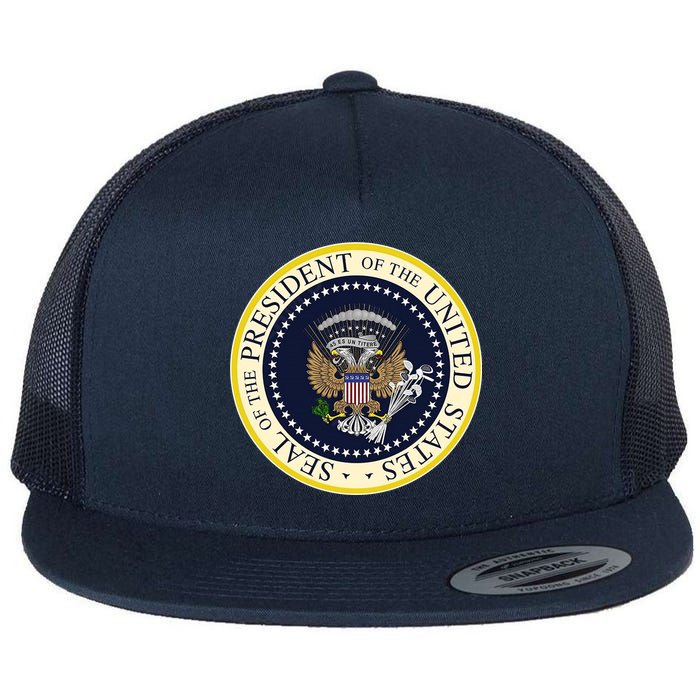 Fake Presidential Seal Flat Bill Trucker Hat