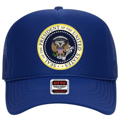 Fake Presidential Seal High Crown Mesh Back Trucker Hat