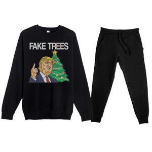 Fake Trees News Ugly Christmas Premium Crewneck Sweatsuit Set