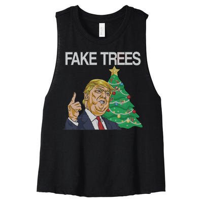 Fake Trees News Ugly Christmas Women's Racerback Cropped Tank