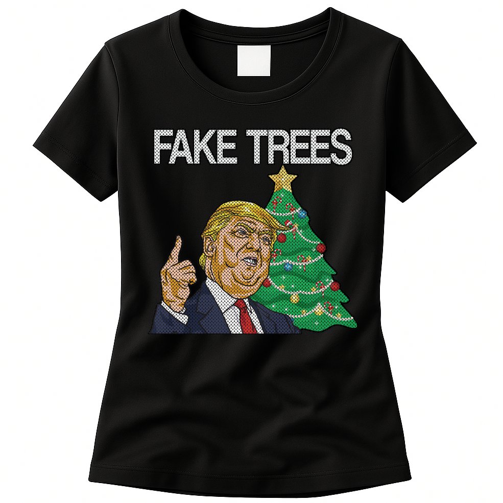 Fake Trees News Ugly Christmas Womens T-Shirt