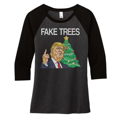 Fake Trees News Ugly Christmas Women's Tri-Blend 3/4-Sleeve Raglan Shirt