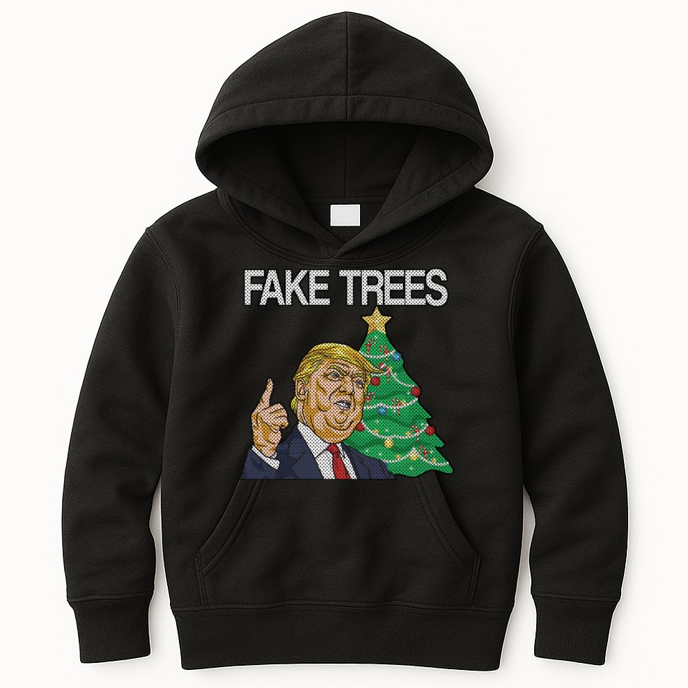 Fake Trees News Ugly Christmas Kids Hoodie