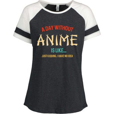 Funny Anime Lover A Day Without Anime Enza Ladies Jersey Colorblock Tee