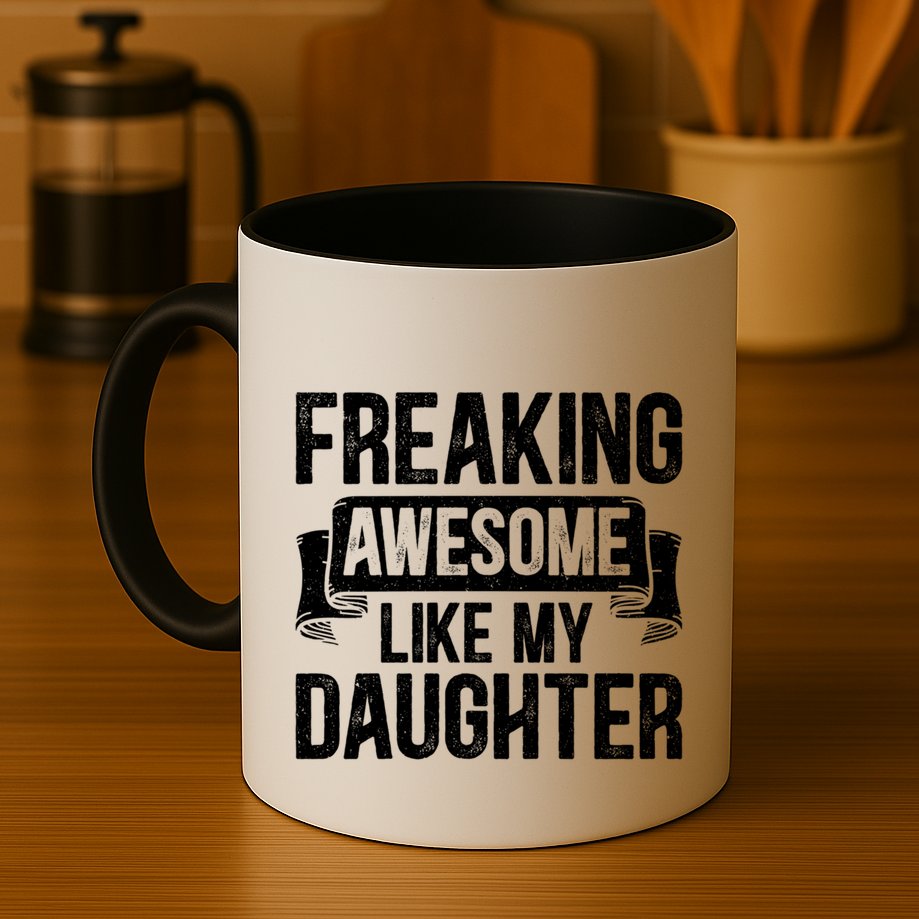 Freaking Awesome Like My Daughter Funny Gift Grandpa Dad Joke Funny Gift Mug