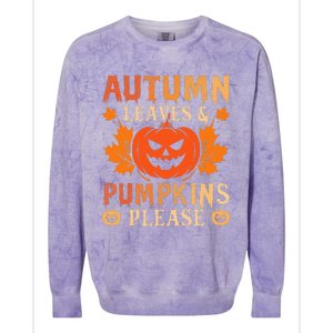 Fall Autumn Leaves & Pumpkin Please Halloween Colorblast Crewneck Sweatshirt