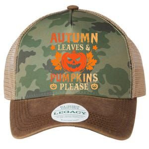 Fall Autumn Leaves & Pumpkin Please Halloween Legacy Tie Dye Trucker Hat