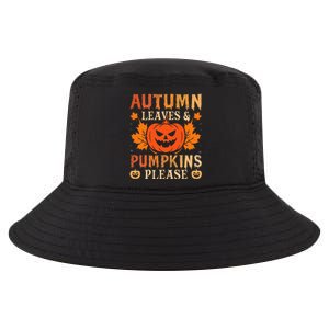 Fall Autumn Leaves & Pumpkin Please Halloween Cool Comfort Performance Bucket Hat