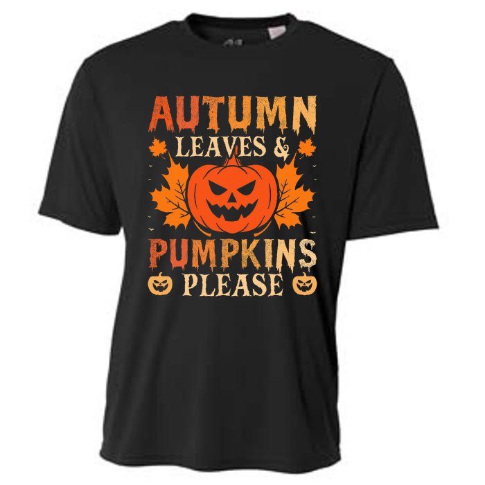 Fall Autumn Leaves & Pumpkin Please Halloween Cooling Performance Crew T-Shirt