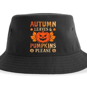 Fall Autumn Leaves & Pumpkin Please Halloween Sustainable Bucket Hat