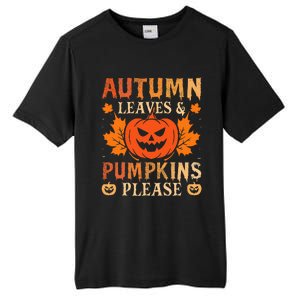 Fall Autumn Leaves & Pumpkin Please Halloween Tall Fusion ChromaSoft Performance T-Shirt