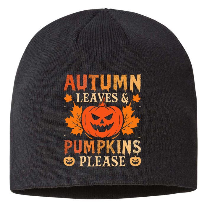 Fall Autumn Leaves & Pumpkin Please Halloween Sustainable Beanie