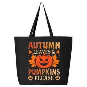 Fall Autumn Leaves & Pumpkin Please Halloween 25L Jumbo Tote