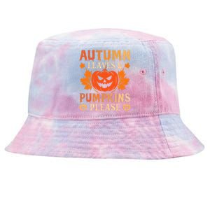 Fall Autumn Leaves & Pumpkin Please Halloween Tie-Dyed Bucket Hat