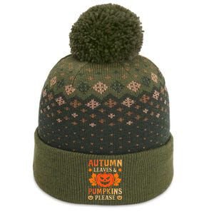 Fall Autumn Leaves & Pumpkin Please Halloween The Baniff Cuffed Pom Beanie