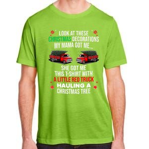 Funny A Little Red Truck Hauling A Christmas Tree Adult ChromaSoft Performance T-Shirt