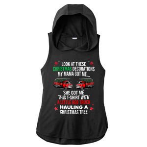 Funny A Little Red Truck Hauling A Christmas Tree Ladies PosiCharge Tri-Blend Wicking Draft Hoodie Tank