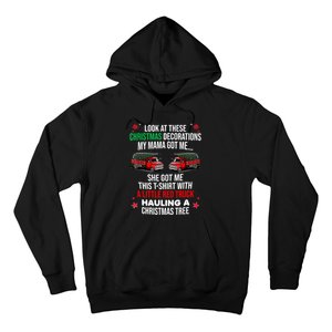 Funny A Little Red Truck Hauling A Christmas Tree Hoodie