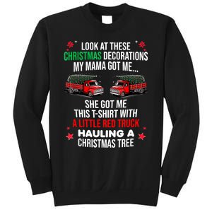 Funny A Little Red Truck Hauling A Christmas Tree Sweatshirt