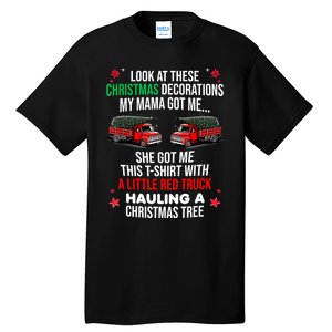 Funny A Little Red Truck Hauling A Christmas Tree Tall T-Shirt