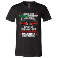 Funny A Little Red Truck Hauling A Christmas Tree V-Neck T-Shirt